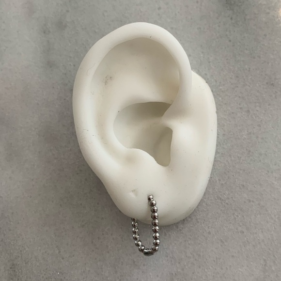 Silver Beaded Oval Hoop Earrings Brand New - Picture 5 of 5
